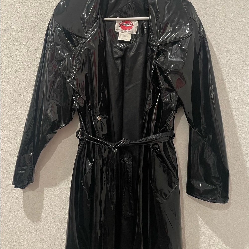 DownTown Glossy Black Vinyl Trench Coat